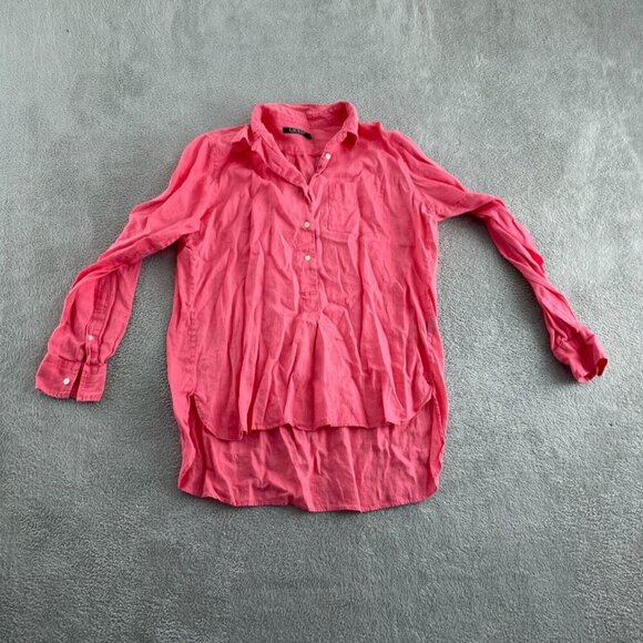 Lauren Ralph Lauren Womens Pink Linen Button-Up Shirt M 5401 - Picture 1 of 9